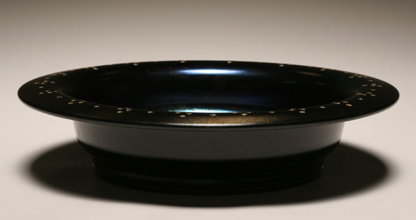 Appraisal: Diamond Glass black amethyst stretch glass decorated bowl