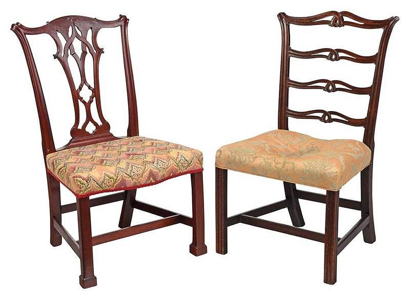 Appraisal: Period Philadelphia Chippendale Side Chair th century period ribbon back