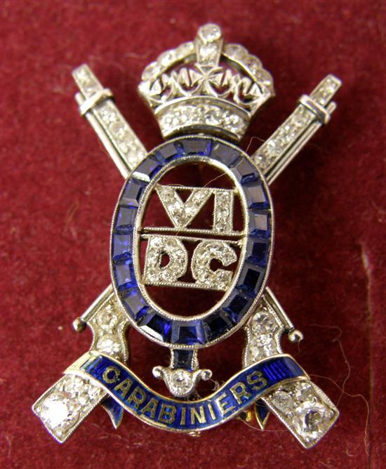 Appraisal: Sixth Dragoon Guards Carabiniers regimental brooch set with old cut