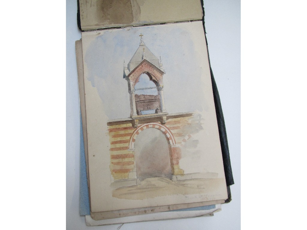 Appraisal: A Victorian sketch album circa - containing drawings in watercolour