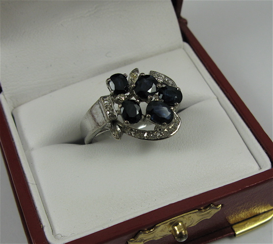 Appraisal: SAPPHIRE DIAMOND AND K WHITE GOLD RING with appraisal Set