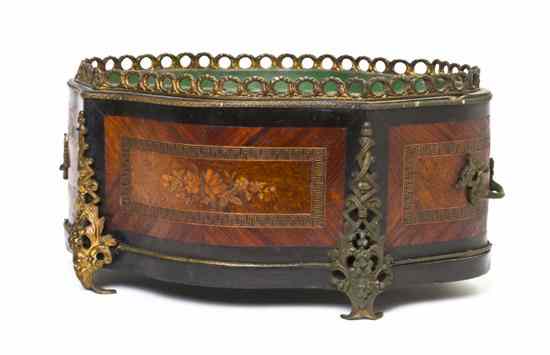 Appraisal: A French Marquetry Ebonized and Gilt Metal Mounted Jardiniere of