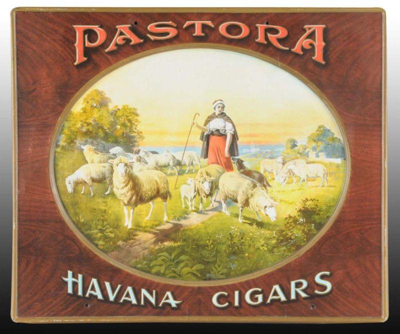 Appraisal: Pastora Cigars Self Framed Tin Sign Description Circa Four very