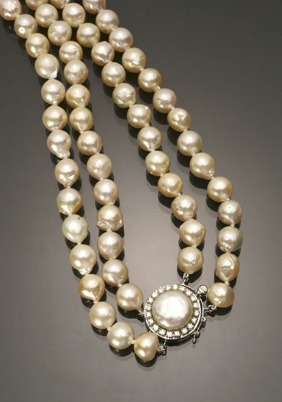 Appraisal: Princess Length Baroque Cultured Pearl Necklace Knotted The double strand