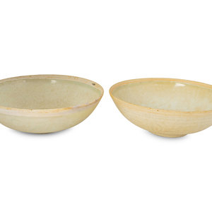 Appraisal: Two Chinese Qingbai Glazed Incised Porcelain Bowls POSSIBLY SONG DYNASTY