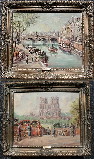 Appraisal: EATON Morris French - Pair Parisian street scenes Notre Dame