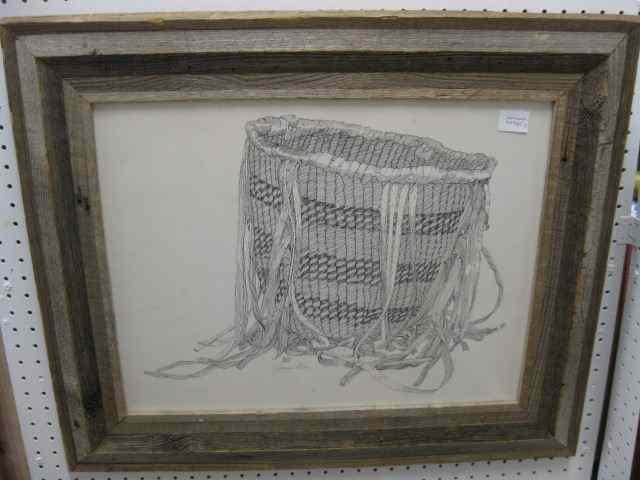 Appraisal: Joanie Arvin Lithograph Indian Basket pencil signed image area ''