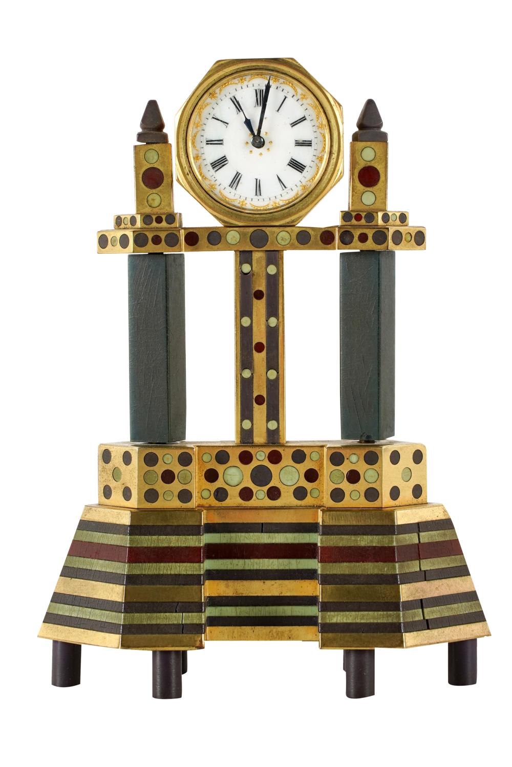 Appraisal: DECO CLOCKunsigned Condition rubbed wear to gilding inches wide inches