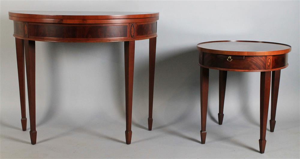 Appraisal: TWO CLASSICAL STYLE MAHOGANY TABLES the first a flip top