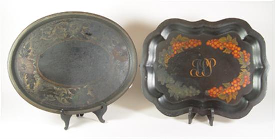 Appraisal: Pair of Tole Trays One x oval shaped tray with