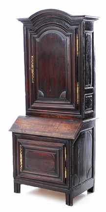 Appraisal: Continental walnut vestry cabinet th century top section with arching