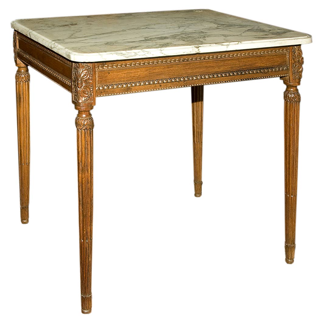 Appraisal: Louis XVI Walnut Low Table The rectangular white marble top