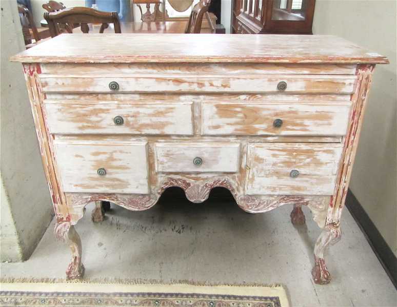 Appraisal: CHIPPENDALE STYLE STRIPPED PINE DRESSER a -drawer lowboy on four