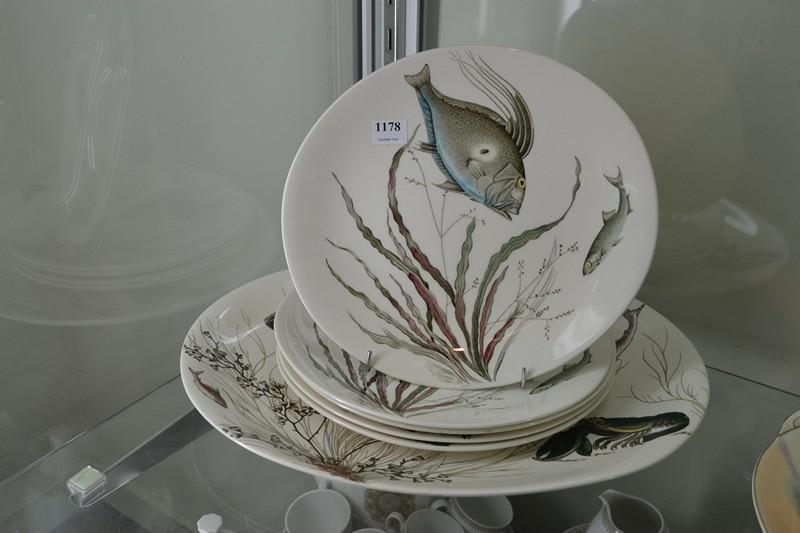 Appraisal: JOHNSON BROTHERS FISH PLATE SET FOR FIVE PLUS PLATTER