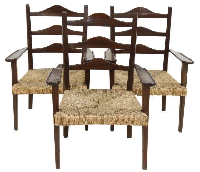 Appraisal: lot of Italian modern oak armchairs attributed by consignor to