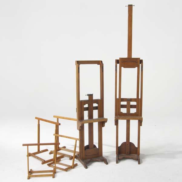 Appraisal: ARTIST S EASELS Two walnut floor easels together with four