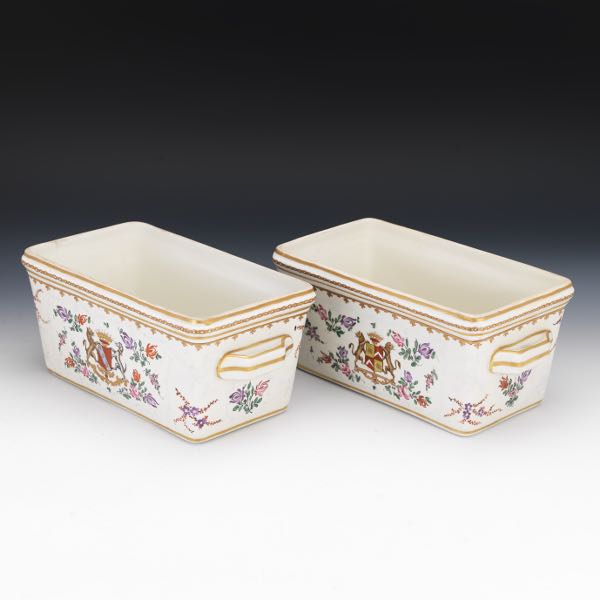 Appraisal: PAIR OF EDM SAMSON ANTIQUE PORCELAIN ARMORIAL JARDINIERES CA TH