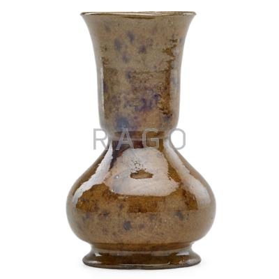 Appraisal: GEORGE OHR - Tall baluster vase brown mottled glaze Biloxi