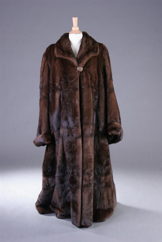 Appraisal: LADY'S LUNARAINE MINK SKIN-ON-SKIN FULL-LENGTH COAT Brown satin lining http