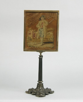 Appraisal: A Miniature Petite Point Screen Square pettipoint of a man