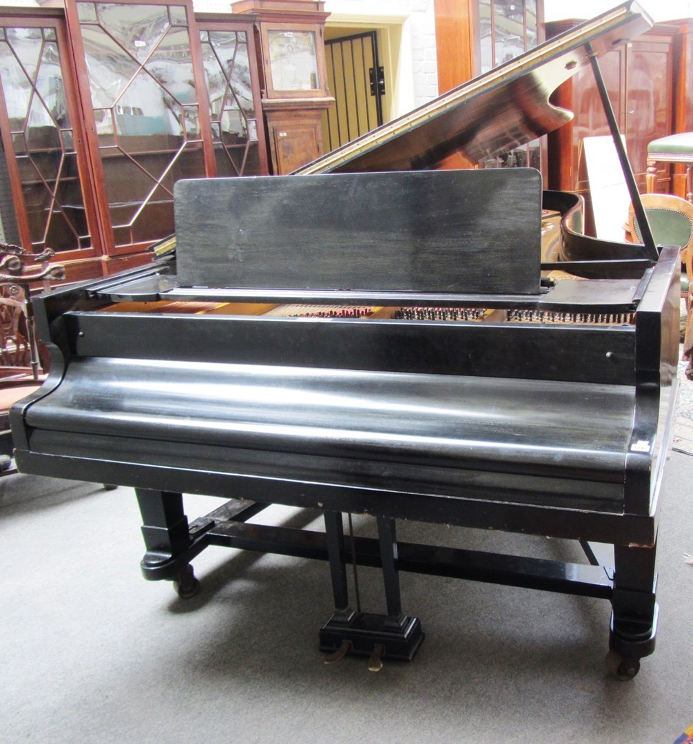 Appraisal: A th century Challen grand piano forte with an ebonised