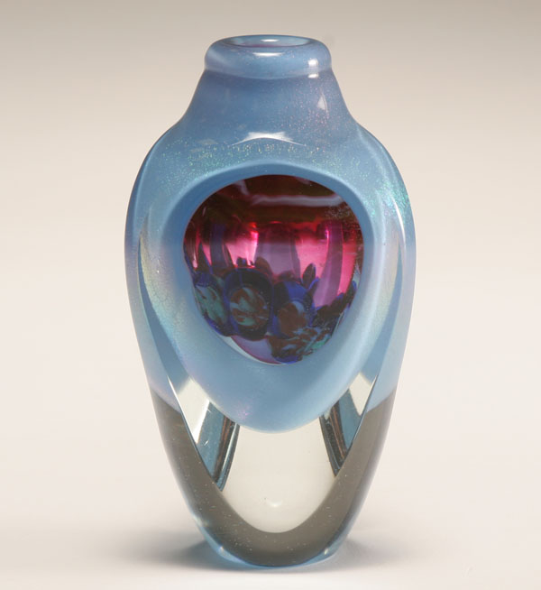 Appraisal: Jon Kuhn dimensional studio glass vase Signed H