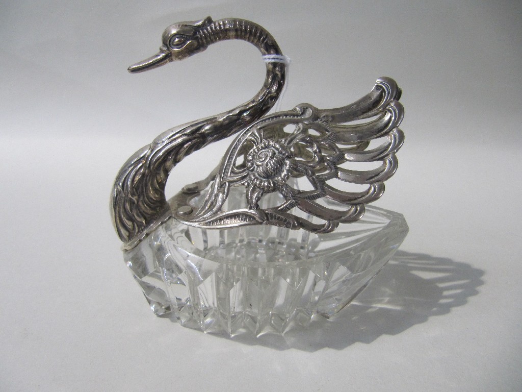 Appraisal: Continental silver and cut glass trinket dish modelled as a