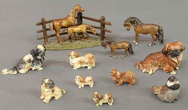 Appraisal: Cold painted bronze figural group of a mare and foal