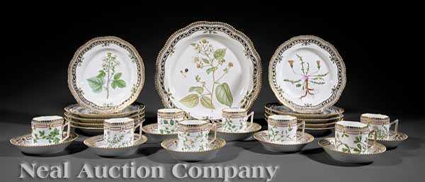 Appraisal: A Royal Copenhagen Flora Danica Porcelain Partial Dessert Service comprising