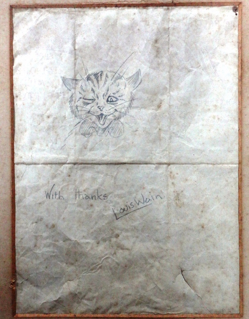 Appraisal: Louis William Wain - Head study of a cat pencil