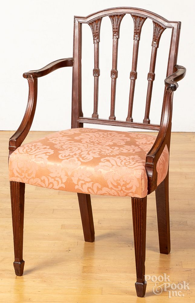 Appraisal: Philadelphia Federal carved mahogany armchair Philadelphia Federal carved mahogany armchair