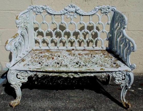 Appraisal: Pair of reproduction cast iron garden benches h x w