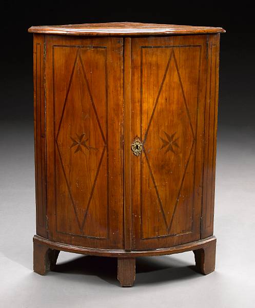 Appraisal: A Maltese Neoclassical inlaid walnut corner cupboard late th century