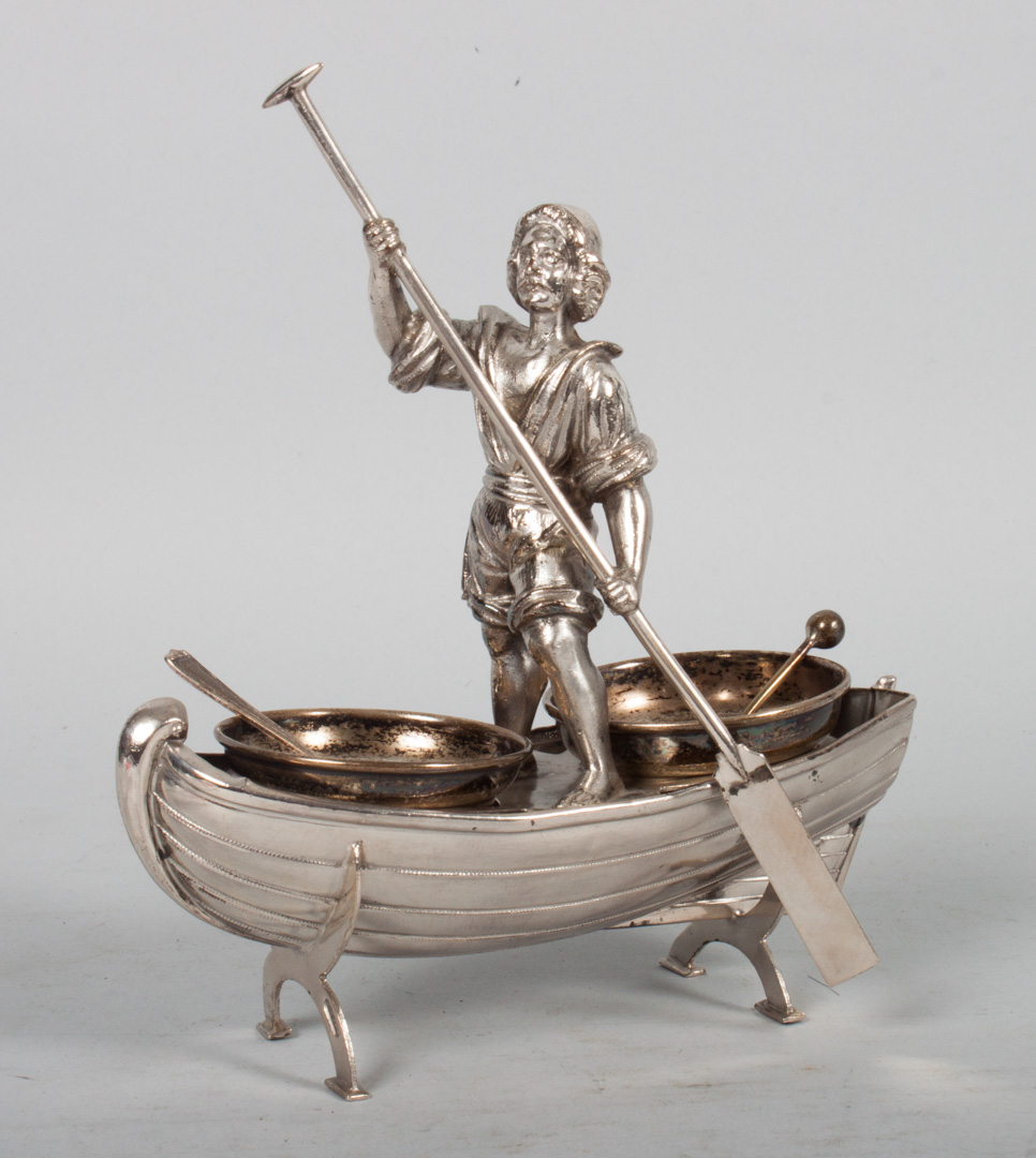 Appraisal: Silver master salt modeled as a gondolier late th century