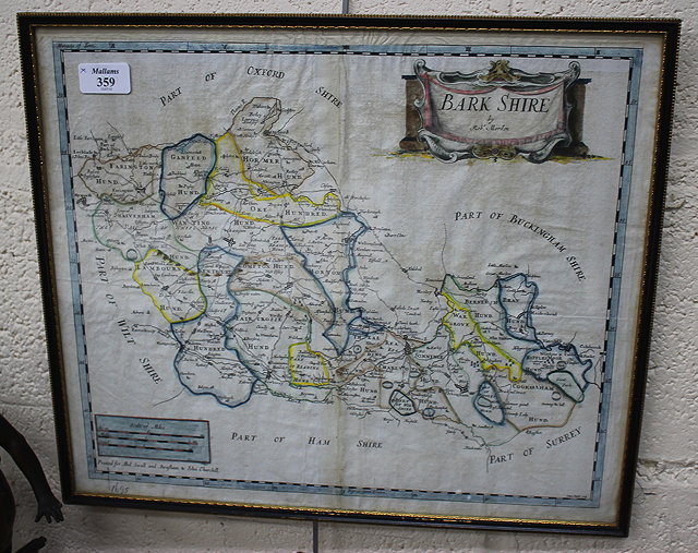 Appraisal: AN ANTIQUE HAND COLOURED MAP OF BERKSHIRE by Robert Morden