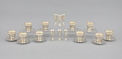 Appraisal: A Lot of Ten Sterling and Porcelain Demitasse Cups Saucers