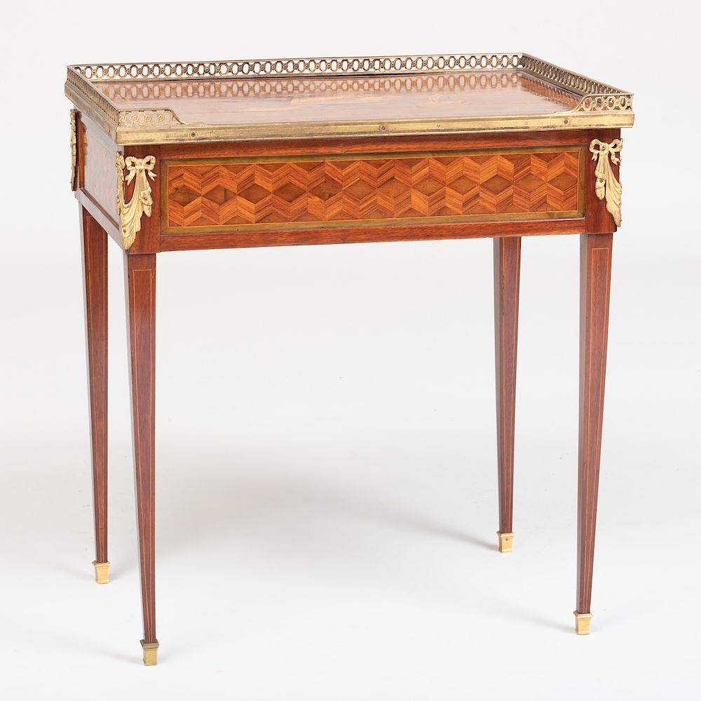 Appraisal: Louis XVI Ormolu-Mounted Sycamore Tulipwood and Amaranth Marquetry and Parquetry