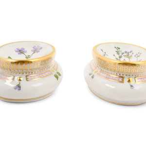 Appraisal: A Pair of Royal Copenhagen Flora Danica Trench Salts Width