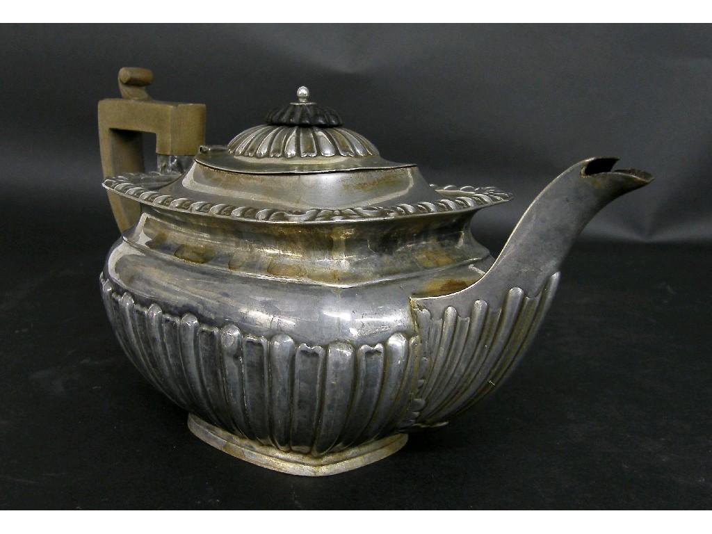 Appraisal: Late Victorian silver teapot with gadrooned rim and half fluted