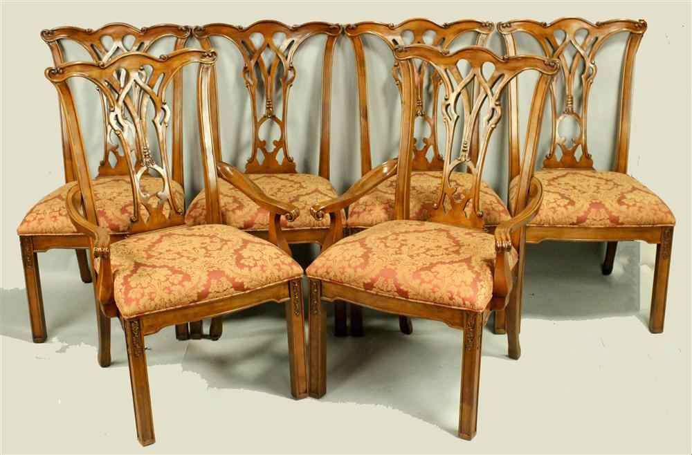 Appraisal: SET OF SIX HARDEN CHIPPENDALE STYLE CARVED MAHOGANY DINING CHAIRS