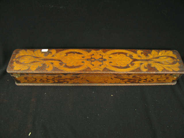 Appraisal: Art Nouveau Style Burntwood Box face leaf decor long wide