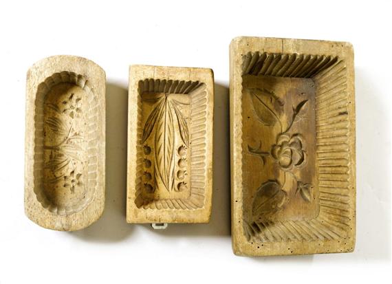 Appraisal: BUTTER MOLDS Alpine th century and later Carved wood Rectangular