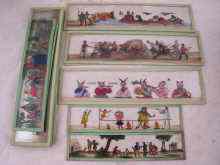 Appraisal: Fifteen French glass magic lantern slides each with sequential scenes