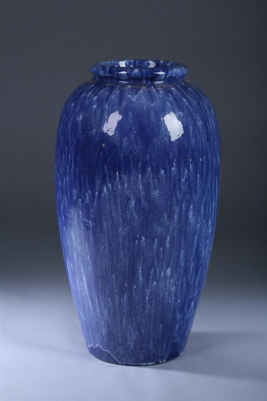 Appraisal: ART POTTERY COBALT GLAZED FLOOR VASE th century - in