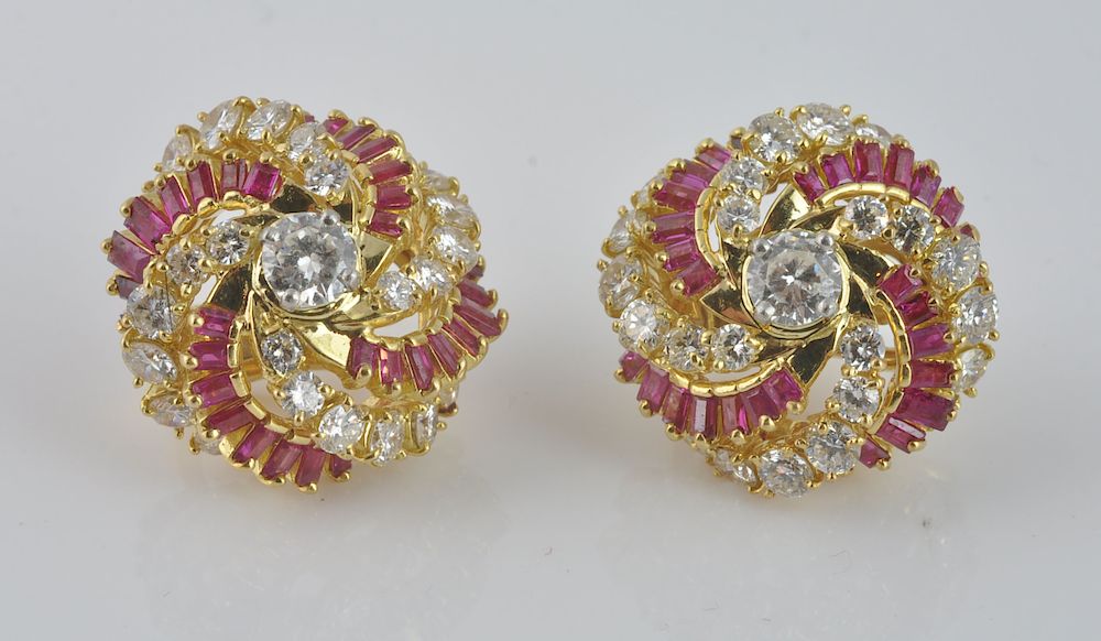 Appraisal: Kutchinsky of London kt Diamond Ruby Earrings Kutchinsky of London