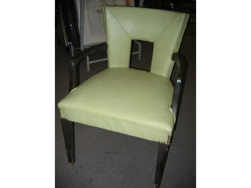 Appraisal: FOUR GREEN UPHOLSTERED DINING CHAIRS two arms and two side