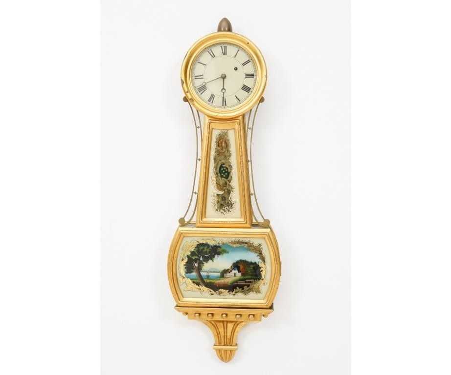 Appraisal: Howard presentation banjo clock with brass finial mahogany and gilt