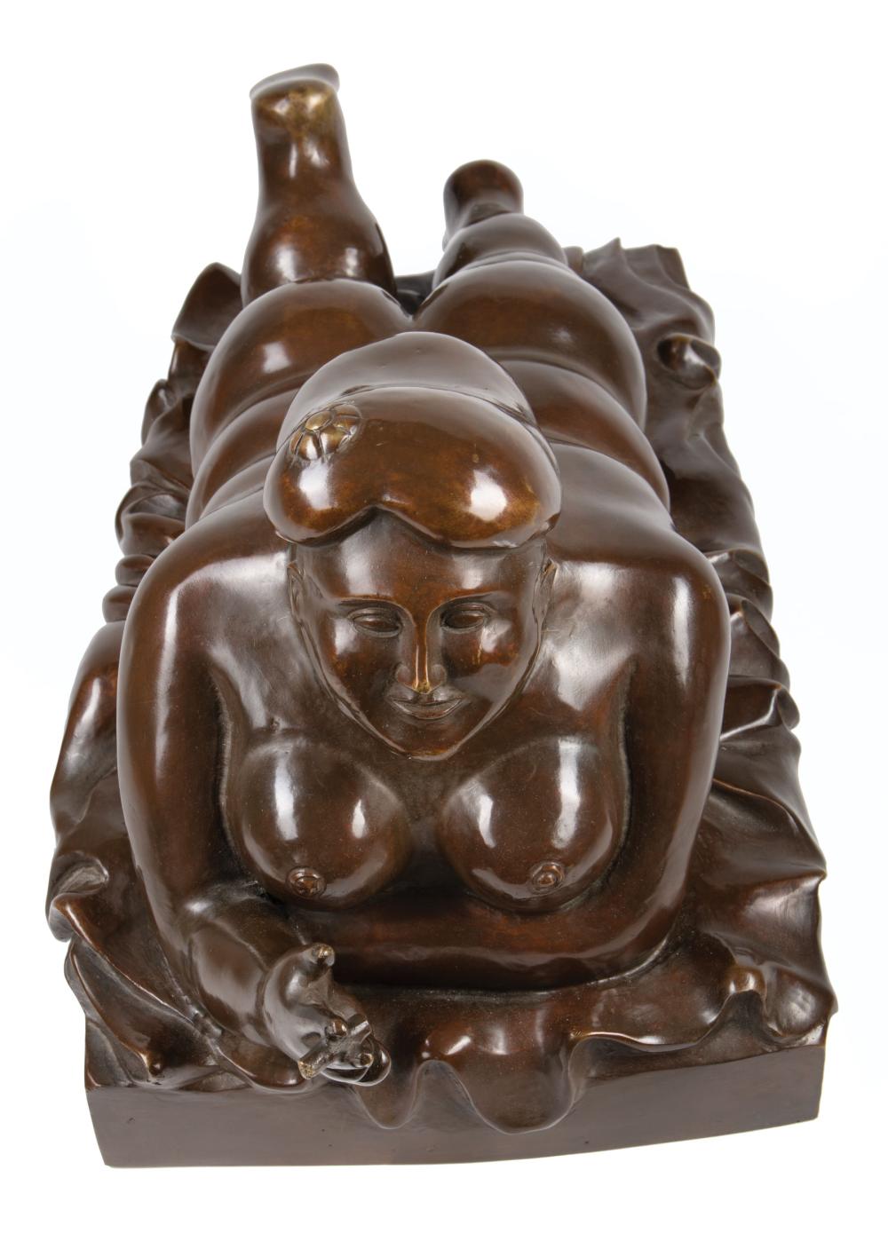 Appraisal: Bronze Figure of Mujer Fumando after Fernando Botero signature inscribed