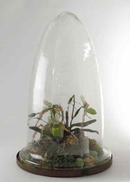 Appraisal: Large Brass and Glass Terrariumcone shaped glass terrarium with copper