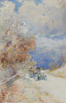 Appraisal: Marius Hubert-Robert b Motoring in the mountains Signed and dated